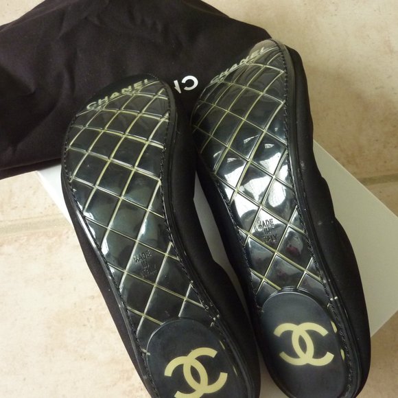CHANEL Ballerinas Flats with 'CC' Logo (Black) - 8 - Picture 3 of 12